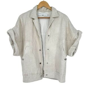 IRO Ilija Linen Jacket Off White Snap Buttons size FR 36 US 4 Short Sleeves